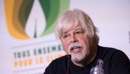Leader of the environmentalist association Sea Shepherd Conservation Society Paul Watson speaks at a press conference in Paris on the sidelines of the COP21 United Nations Climate Change Conference at Le Bourget on the outskirts of Paris on December 10, 2015. Photo by Miguel MEDINA / AFP