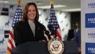 US Vice President and Democratic presidential candidate Kamala Harris speaks at her campaign headquarters in Wilmington, Delaware, on July 22, 2024. (Photo by Erin Schaff / POOL / AFP)