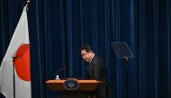 Japan's Prime Minister Fumio Kishida prepares to leave at the end of a press conference at the prime minister's office in Tokyo on August 14, 2024. (Photo by Philip FONG / POOL / AFP)
