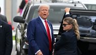 Former US President and Republican presidential candidate Donald Trump leaves after casting his vote in Florida's primary election on August 14, 2024 in West Palm Beach, Florida. (Photo by CHANDAN KHANNA / AFP)
