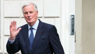 Newly appointed Prime minister Michel Barnier gestures before the handover ceremony at the Hotel Matignon in Paris, on September 5, 2024. (Photo by Thomas Samson / AFP)
