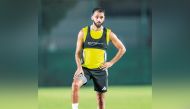 Farid Boulaya during his first training session with Al Wakrah.