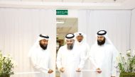 Undersecretary of the Ministry of Awqaf and Islamic Affairs Dr. Sheikh Khalid bin Mohammed bin Ghanem Al Thani (centre) with other officials inaugurating the educational exhibition.