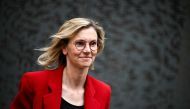 (Files) France's Deputy Minister for Agriculture and Food Sovereignty and newly-elected Member of Parliament for the Renaissance ruling party Agnes Pannier-Runacher leaves after a meeting on the political situation on July 9, 2024. (Photo by Julien De Rosa / AFP)
