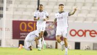 Al Sadd's Cristo González celebrates after scoring his team's second goal. 