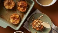 Baked apples with honey, nuts and tahini. Picture: Rey Lopez for The Washington Post