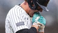 Anthony Rizzo #48 of the New York Yankees bites his hand after being hit by a pitch during the seventh inning of the game against the Pittsburgh Pirates at Yankee Stadium on September 28, 2024 in New York City. (Photo by Dustin Satloff / GETTY IMAGES NORTH AMERICA / Getty Images via AFP)