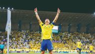 Al Nassr's Cristiano Ronaldo celebrates after scoring a goal against Al Rayyan. PIC: Al Nassr
