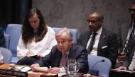UN Secretary General Antَnio Guterres looks on at a Security Council meeting on the situation in the Middle East at the United Nations headquarters on October 2, 2024 in New York. (Photo by Bryan R. SMITH / AFP)
