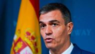 Spanish Prime Minister Pedro Sanchez addresses a press conference with the Norwegian prime minister during a bilateral meeting in Oslo in April 12, 2024. (Photo by Terje Pedersen / NTB / AFP)

