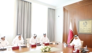 Speaker of the Shura Council H E Hassan bin Abdullah Al Ghanim (right) and Minister of Justice and Minister of State for Cabinet Affairs H E Ibrahim bin Ali Al Mohannadi (second right) during the meeting.