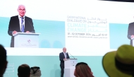 Ambassador of Germany to Qatar H E Lothar Freischlader speaking at Qatar National Dialogue on Climate Change, held recently.