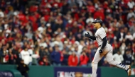 Juan Soto #22 of the New York Yankees rounds the bases after hitting a home run in the 10th inning against the Cleveland Guardians during Game Five of the American League Championship Series at Progressive Field on October 19, 2024 in Cleveland, Ohio. (Photo by Maddie Meyer / GETTY IMAGES NORTH AMERICA / Getty Images via AFP)