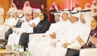 H E Sheikha Al Mayassa bint Hamad Al Thani Chairperson of Qatar Leadership Centre with other officials during the forum.  