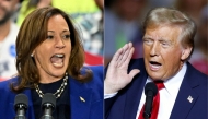 (COMBO) This combination of pictures created on November 02, 2024 shows US Vice President and Democratic presidential candidate Kamala Harris (L) speaks during a campaign rally at the Craig Ranch Amphitheater in Las Vegas, Nevada, on October 31, 2024, and former US President and Republican presidential candidate Donald Trump (R) gestures as he speaks at a campaign rally at the Fiserv Forum in Milwaukee, Wisconsin, November 1, 2024.. (Photo by David Becker and KAMIL KRZACZYNSKI / AFP)
