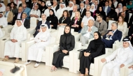 Chairperson of Qatar Foundation H H Sheikha Moza bint Nasser attending the opening of the Arab Global Scholars Annual Gathering along with their excellencies and other senior officials. 
