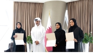 Minister of Sports and Youth H E Sheikh Hamad bin Khalifa bin Ahmed Al Thani with the winners of the competition.