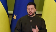Ukrainian President Volodymyr Zelensky speaks during a joint press conference with President of the European Commission during her visit in Kyiv on February 2, 2023. (Photo by Sergei Supinsky / AFP)