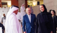 Vice Chairperson and CEO of Qatar Foundation H E Sheikha Hind bint Hamad Al Thani and officials during the CMU-Q ceremony.  
