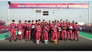 Qatar drivers who take part in the MENA Karting Championship Nations Cup pose for a photograph.