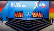 Alice Weidel, co-leader of Germany's far-right Alternative for Germany (AfD) party, addresses delegates during a party congress on January 11, 2025 in Riesa, eastern Germany. (Photo by JENS SCHLUETER / AFP)
