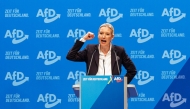 Alice Weidel, co-leader of Germany's far-right Alternative for Germany (AfD) party, addresses delegates during a party congress on January 11, 2025 in Riesa, eastern Germany. (Photo by JENS SCHLUETER / AFP)
