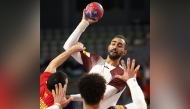 Qatar’s Frankis Marzo prepares to score against North Macedonia. AFP