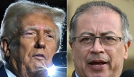 (COMBO) This combination of pictures created on January 26, 2025 shows US President Donald Trump in Las Vegas, Nevada, on January 25, 2025 and Colombian President Gustavo Petro in Bogota on May 31, 2024. (Photo by Mandel NGAN and Raul ARBOLEDA / AFP)
