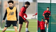 From left: Al Sadd’s new signing Claudinho attends a training session; file photo of Al Rayyan’s training session; and Al Gharafa players during a training session yesterday. 