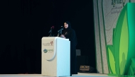 Minister of Climate Change and Environment of the United Arab Emirates HE Dr. Amna bint Abdullah Al Dahak at the Qatar International Agricultural Exhibition (AgriteQ) 2025. 