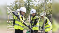 Students planting trees