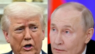 This combination of pictures created on March 17, 2025 shows US President Donald Trump in the Oval Office of the White House in Washington, DC, on March 13, 2025 and Russia's President Vladimir Putin at the Kremlin in Moscow on March 13, 2025. (Photos by Mandel Ngan and Maxim Shemetov / AFP)
