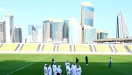 Officials during an inspection tour at the Suhaim Bin Hamad Stadium.