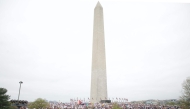 Demonstrators gather on the National Mall for the nationwide 