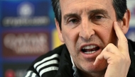Aston Villa's Spanish head coach Unai Emery attends a press conference at their Bodymoor Heath Training Ground near Birmingham, central England, on April 14, 2025 on the eve of their UEFA Champions League quarter-final, second-leg football match against Paris Saint-Germain. (Photo by Paul ELLIS / AFP)