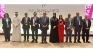 Minister of Education and Higher Education H E Lolwah bint Rashid Al Khater with officials and winners at the awards ceremony. 