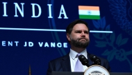 US Vice President JD Vance addresses the gathering at the Rajasthan International Centre in Jaipur on April 22, 2025. Photo by Kenny Holston / POOL / AFP