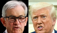 (COMBO) This combination of pictures created on April 21, 2025 shows, L-R, US Federal Reserve Chair Jerome Powell at the Economic Club of Chicago on April 16, 2025, in Chicago, Illinois and US President Donald Trump in the Oval Office of the White House in Washington, DC, on April 7, 2025. (Photo by KAMIL KRZACZYNSKI and SAUL LOEB / AFP)

