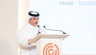 Minister of Environment and Climate Change H E Dr. Abdullah bin Abdulaziz bin Turki Al-Subaie addressing the Earthna Summit 2025.