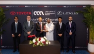 CEO of Al Abdulghani Motors, Abdulghani Nasser Al Abdulghani; and Executive Vice President of India and Middle East Region at Toyota, Yasunori Tanaka along with officials.