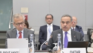Minister of Finance, H E Ali bin Ahmed Al Kuwari with other officials during the Lebanon Financing Recovery and Reconstruction roundtable, held in Washington, DC.