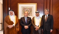 Minister of Foreign Affairs of Peru, H E Elmer Schiater Salcedo; and QC Second Vice-Chairman Rashid bin Hamad Al Athba, along with other officials during the meeting.