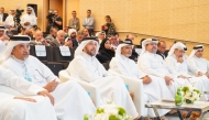 Minister of Public Health H E Mansour bin Ibrahim Al-Mahmoud (second left) and other officials at the second forum of Naufar Centre.