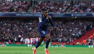 Paris Saint-Germain's French forward #10 Ousmane Dembele celebrates after scoring his team first goal during the UEFA Champions League Semi-final First Leg football match between Arsenal and Paris Saint-Germain (PSG) at the Emirates Stadium in north London, on April 29, 2025. (Photo by Adrian Dennis / AFP)
