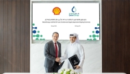 Minister of State for Energy Affairs, President and CEO of QatarEnergy, HE Saad Sherida Al-Kaabi and CEO of Shell, Wael Sawan during the agreement signing.