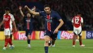 Achraf Hakimi celebrates after scoring PSG's second goal yesterday. 