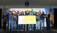 A winning team at the awards ceremony during day five of Shell Eco-marathon Americas 2025 at Indianapolis Motor Speedway, Indianapolis, US, on April 6, 2025. 