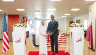 US Ambassador H E Timmy Davis and CCQ President Dr. Khalid Al-Horr inaugurating the American Corner at the college yesterday. 