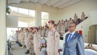 Amiri Guard Commander Lieutenant General Staff Hazza bin Khalil Al Shahwani; Djibouti’s Republican Guard Commander Colonel Mohamed Djama Doualeh; and other officials during the graduation ceremony. 