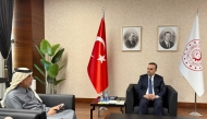 Turkish Minister of Industry and Technology H E Mehmet Fatih Kacır during an interview with Editor-in-Chief of Al Sharq newspaper Jaber Al Harami.